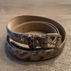 ANN TAYLOR griege snake skin print genuine leather belt size S